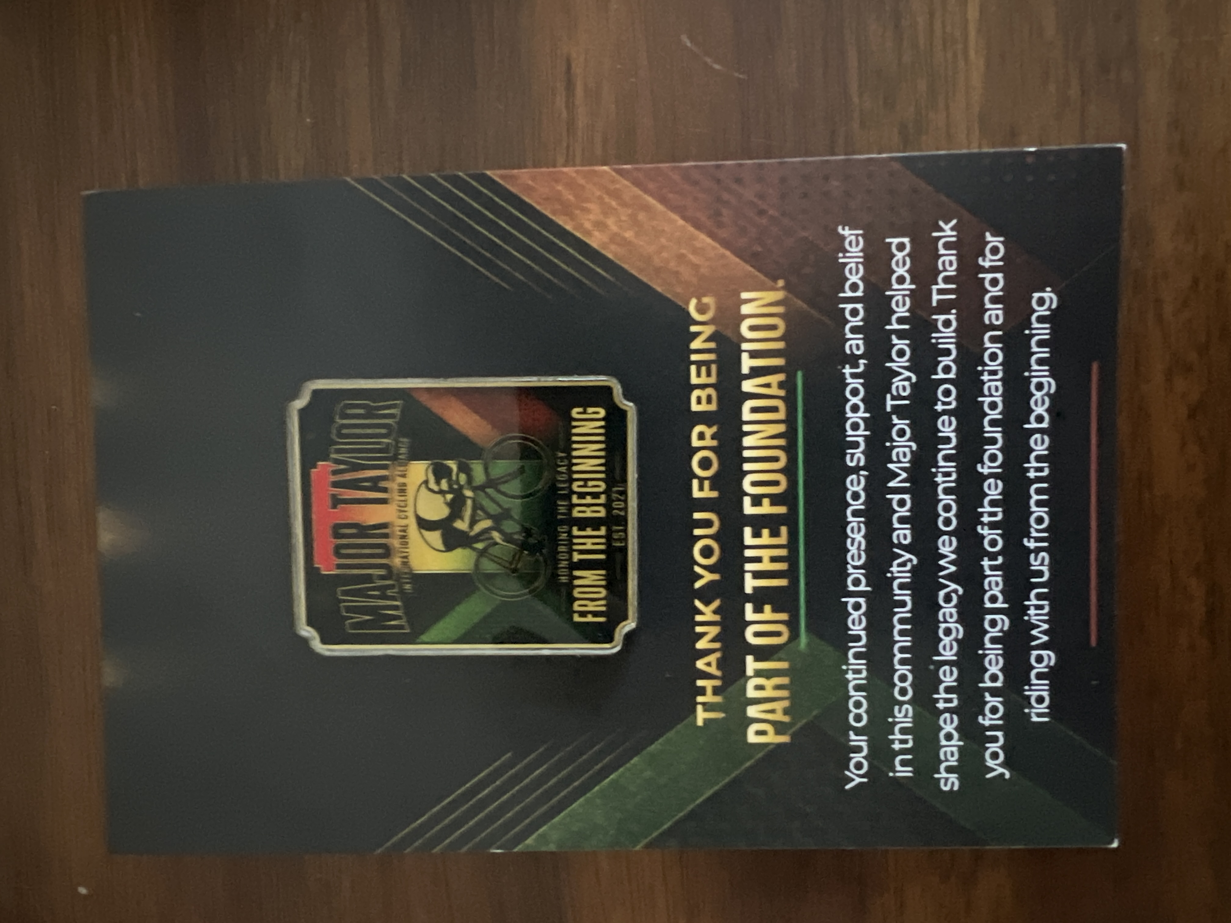From the Beginning collector pin presented to attendees who have attended all five MTICA conventions
