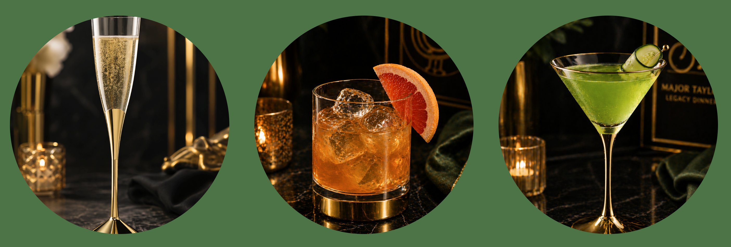 The Major's Toast, The Major, and Ride Forward signature cocktails