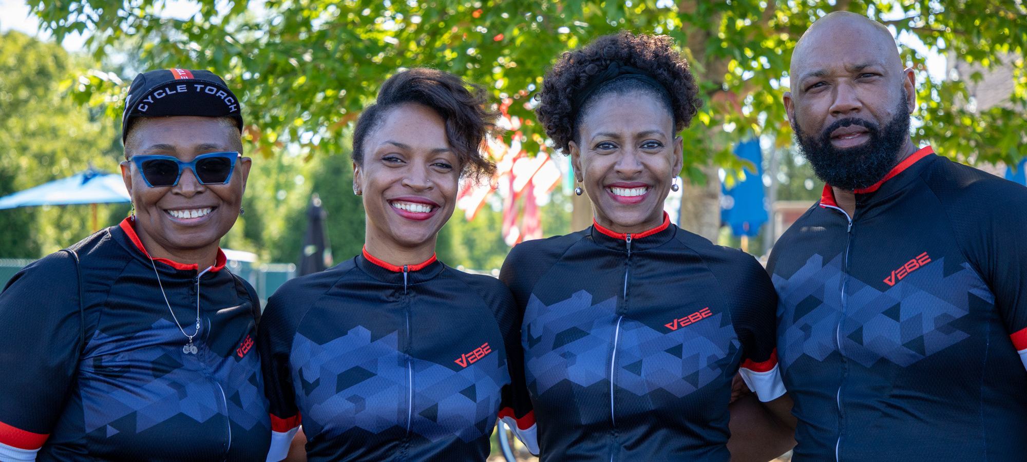 The four founders of the Major Taylor Cycling Club of North Carolina at the club&rsquo;s first ride in Greensboro in 2021
